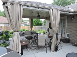 Outdoor remodeled patio space with lounge area.