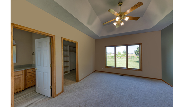 Master bedroom remodel with vaulted ceiling