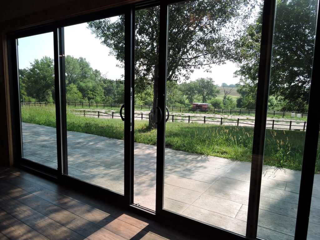 Patio doors with large yard view