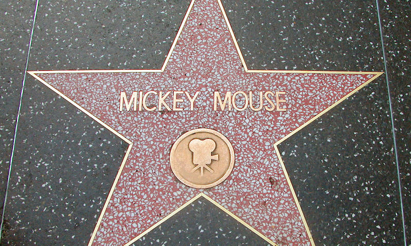 Mickey Mouse star on the Hollywood walk of fame.