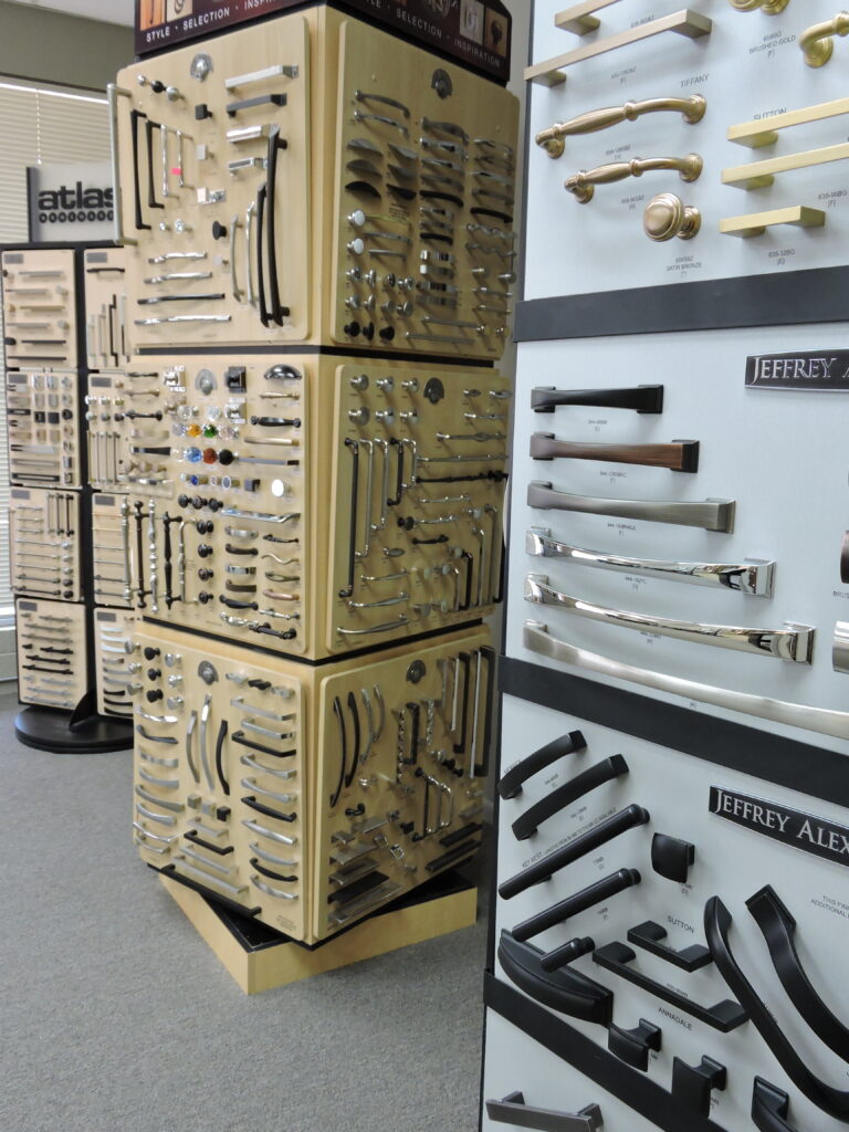 Willet Construction's design center with various hardware available