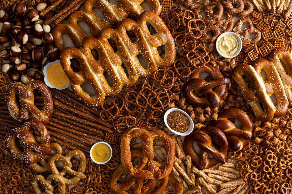 Various sizes of pretzels