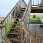 Old wood deck stairs.