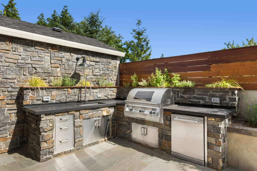Outdoor kitchen with grill
